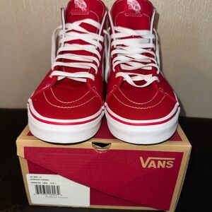 Vans SK8-Hi Red canvas High-Tops with White Accents